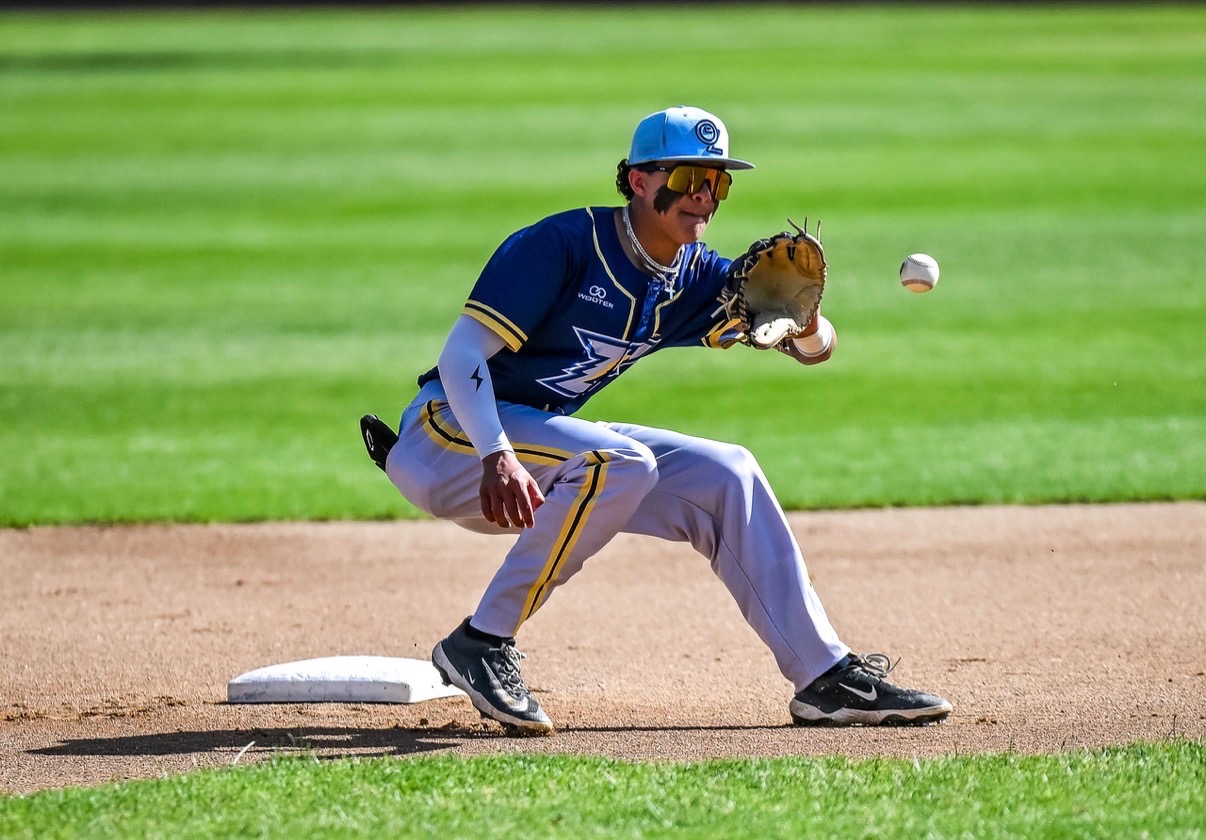 Cy Taylor Class of 2029 infielder and right-handed pitcher fielding a ground ball at second base