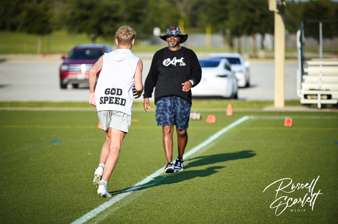 Coach Chris Taylor providing speed and performance training to a young athlete